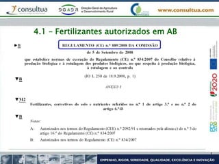 4.1 – Fertilizantes autorizados em AB
 