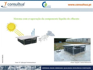 Mod.CF.066/01
Sistema com evaporação da componente líquida do efluente
(Fonte: Syngenta: sistema Helisiosec®)
Fonte: CC Aplicação Fitofarmacêuticos
 