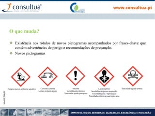 Mod.CF.066/01
O que muda?
 Existência nos rótulos de novos pictogramas acompanhados por frases-chave que
contêm advertências de perigo e recomendações de precaução.
 Novos pictogramas
 