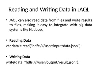 Jaql ii. Machine learning Search Indexing and techniques | PPTX