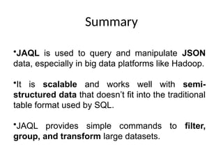 Jaql ii. Machine learning Search Indexing and techniques | PPTX
