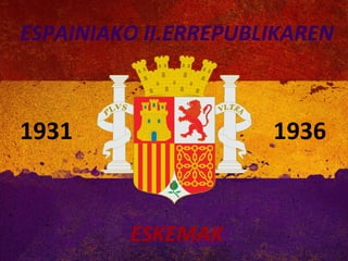 ESPAINIAKO II.ERREPUBLIKAREN ESKEMAK 1931 1936 