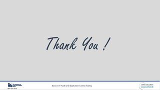 Basics in IT Audit and Application Control Testing
April 28, 2019
 