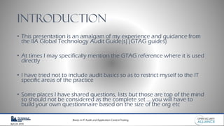 Basics in IT Audit and Application Control Testing 