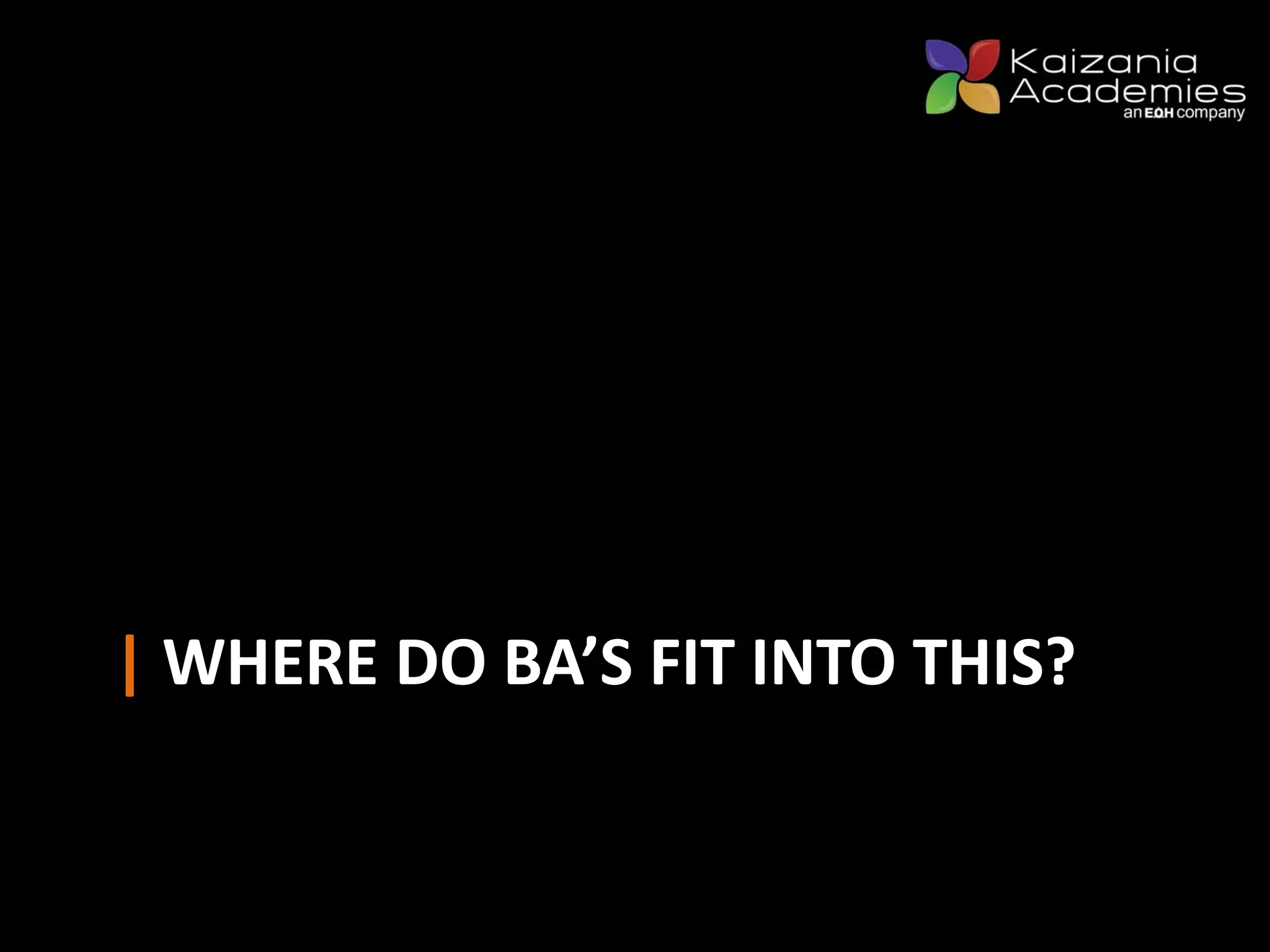 | WHERE DO BA’S FIT INTO THIS?
 