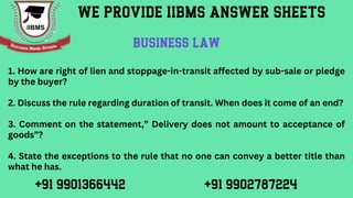 IIBMS - BUSINESS LAW1 I  MBA IIBMS ANSWER SHEETS