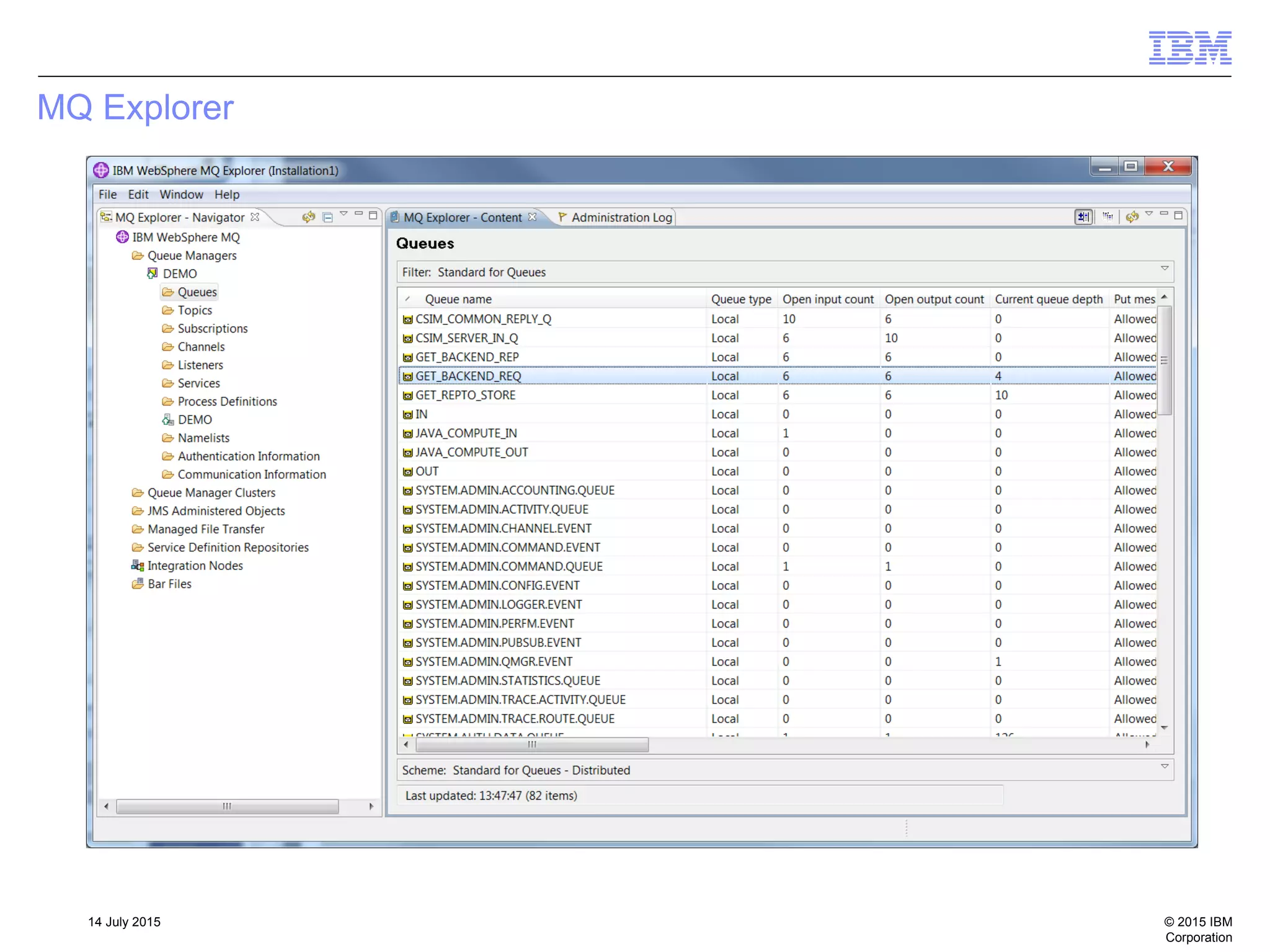 © 2015 IBM
Corporation
14 July 2015
MQ Explorer
 