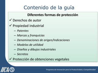 Guía para la Gestión de la Propiedad Intelectual en Consorcios Regionales de Investigación Agrícola