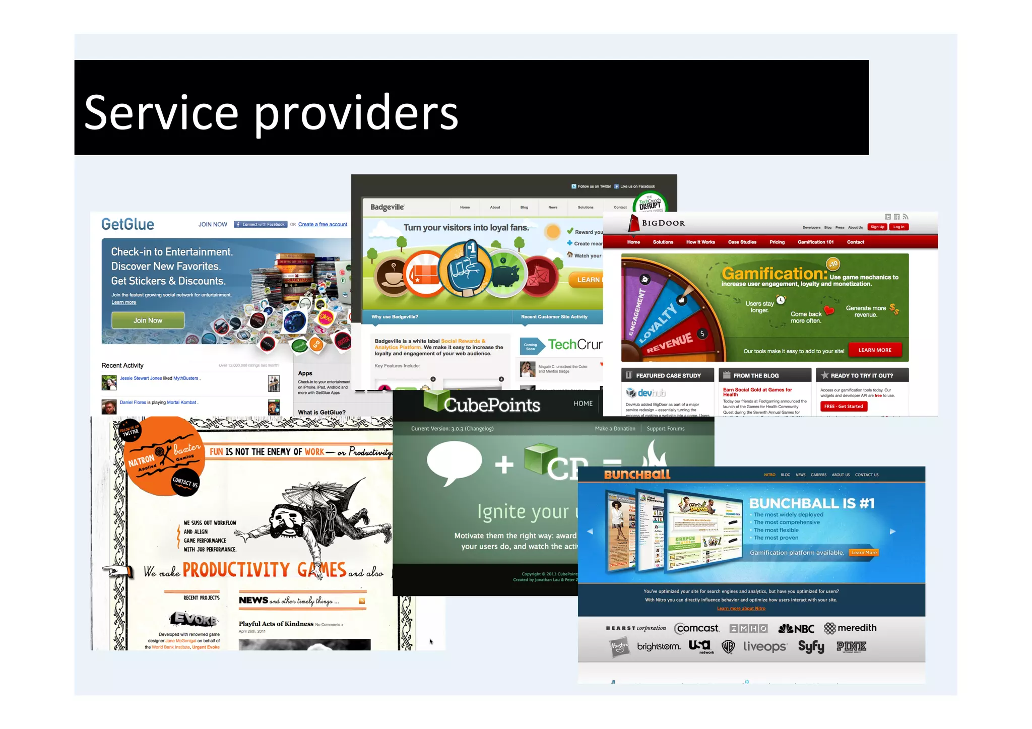 Service	
  providers	
  
 