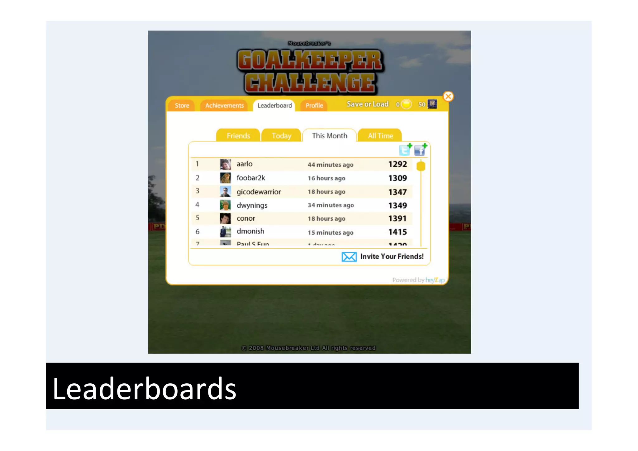 Leaderboards	
  
 