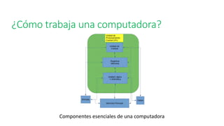 ¿Cómo trabaja una computadora?
Componentes esenciales de una computadora
 