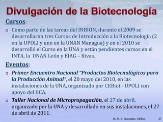 Bioecnología, historia y desarrollo. Su situación actual en Nicaragua ...