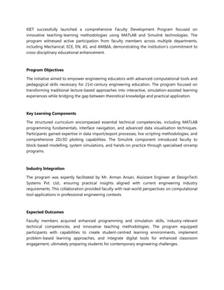 Faculty Development Program on Innovative Teaching with MATLAB ...