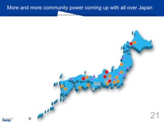 Tetsu IIDA@Rikkyo Univ. Sept. 18, 2010
More and more community power coming up with all over Japan
21
 