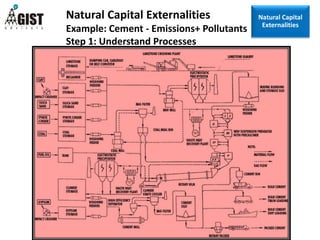 Natural Capital Externalities
Example: Cement - Emissions+ Pollutants
Step 1: Understand Processes
Natural Capital
Externalities
 