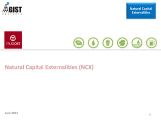 June 2013
Natural Capital Externalities (NCX)
21
Natural Capital
Externalities
 