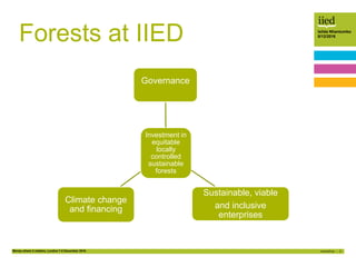 Money where it matters, London 7-8 December 2016 2
Isilda Nhantumbo
8/12/2016
Forests at IIED
Investment in
equitable
loca...