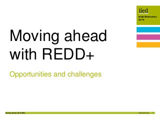 1
Isilda Nhantumbo
9/04/2014
Moving Ahead with REDD+
Author name
Date
Isilda Nhantumbo
9/4/14
Opportunities and challenges...