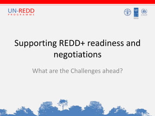Supporting REDD+ readiness and
negotiations
What are the Challenges ahead?
 
