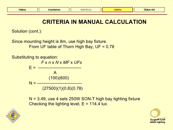 Formula For Lighting Lux Calculation