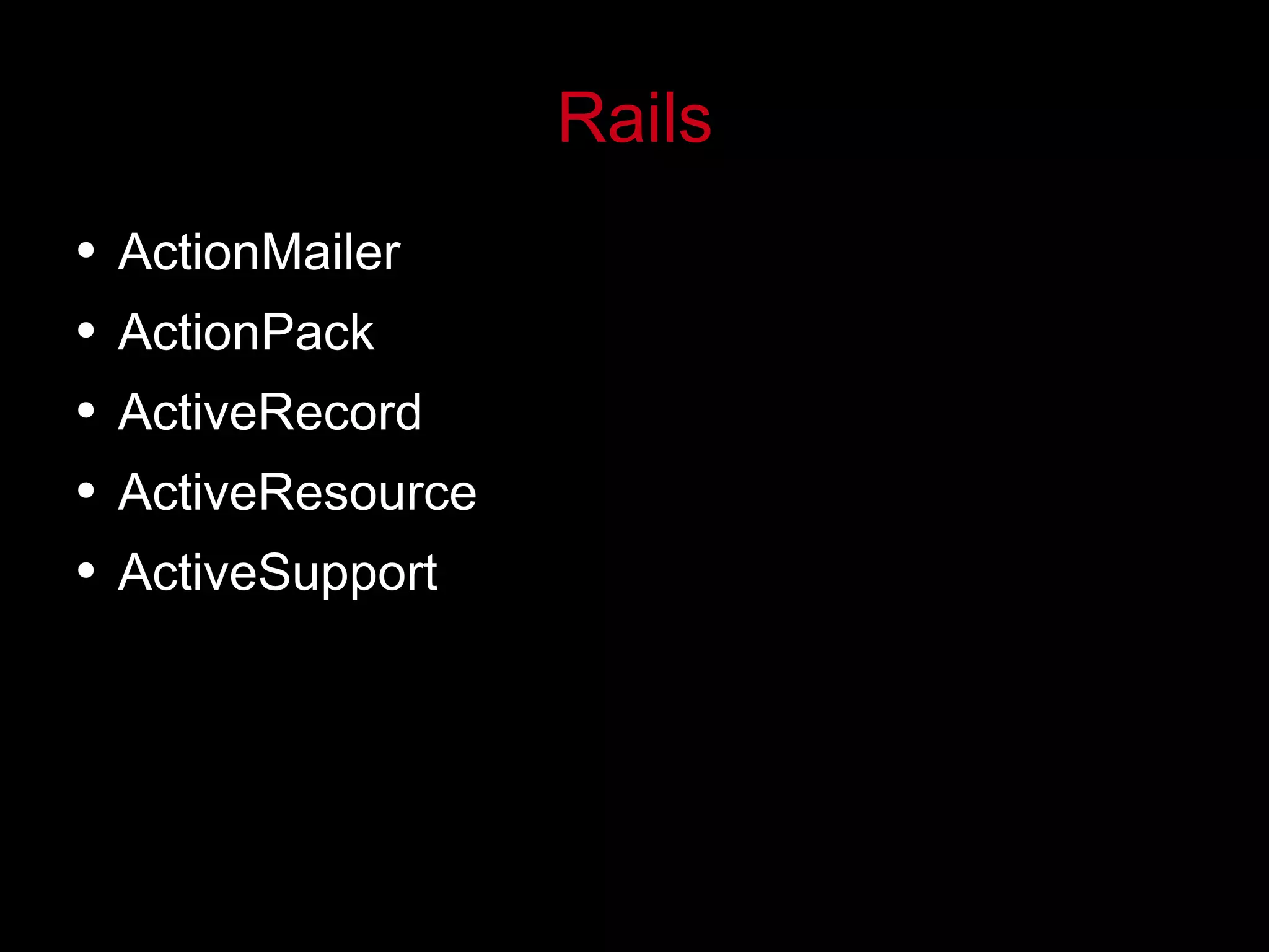 Rails ActionMailer ActionPack ActiveRecord ActiveResource ActiveSupport 