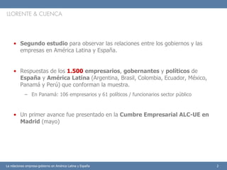II estudio las relaciones empresa gobierno en américa latina y españa. resultados panamá Slide 2