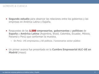 II estudio las relaciones empresa gobierno en américa latina y españa. resultados perú.