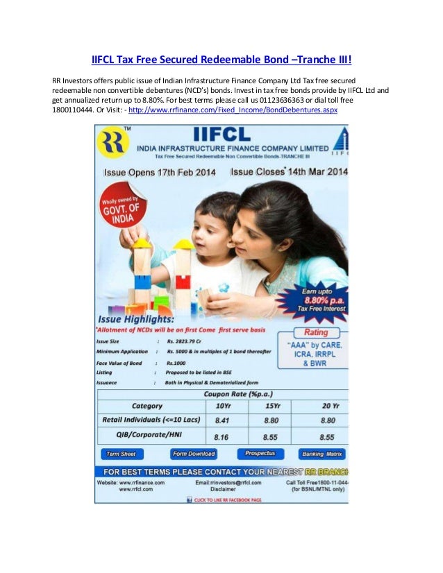 Iifcl tax free secured redeemable bond tranche iii