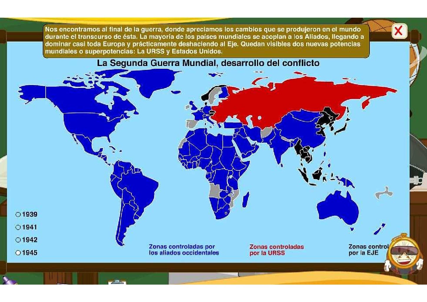 Mapa desarrollo del conflicto II Guerra Mundial