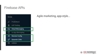 62
Firebase APIs
Agile marketing, app-style...
 