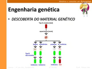Histórico e conceitos em Biotecnologia




Engenharia genética
• DESCOBERTA DO MATERIAL GENÉTICO




Ciências – 9º ano Ens. Fundamental   2º Período                       Profa. Rebeca Vale
 