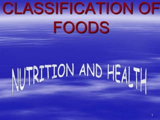1
CLASSIFICATION OF
FOODS
 