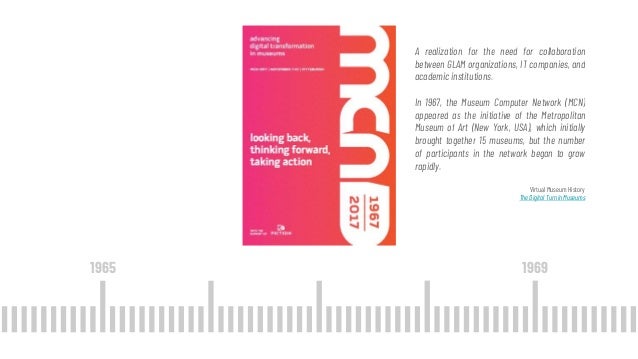 A realization for the need for collaboration
between GLAM organizations, IT companies, and
academic institutions.
In 1967,...