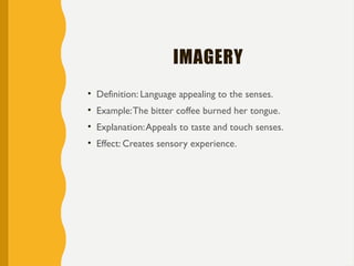 Imegery Examples Comprehensive Guide to Literary Devices: Definitions and Examples | PPTX