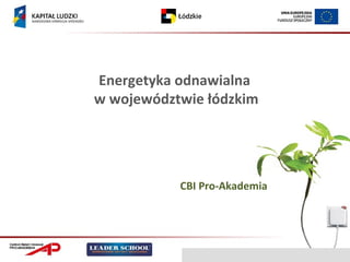 Energetyka odnawialna
w województwie łódzkim




           CBI Pro-Akademia
 