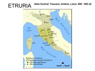 ETRURIA Italia Central: Toscana, Umbría, Lacio. 800 - 500 aC Arte funerario: tumbas con cámaras sepulcrales y sarcófagos 