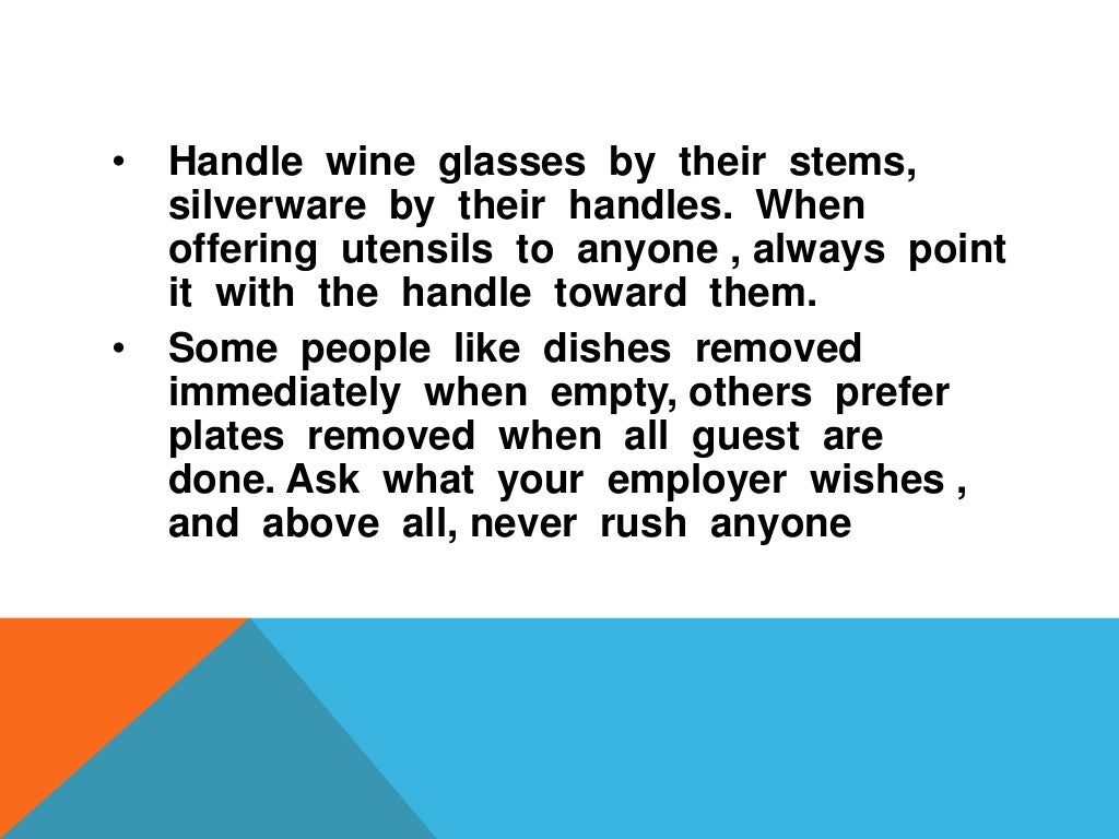 Do's and Don'ts in Serving Food