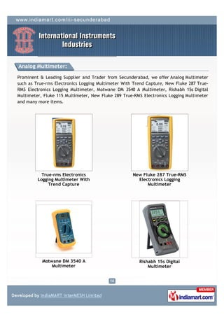Electronics International Instruments International Instruments Industries, Secunderabad, Electric ...