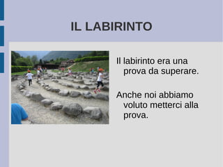 IL LABIRINTO
Il labirinto era una
prova da superare.
Anche noi abbiamo
voluto metterci alla
prova.
 