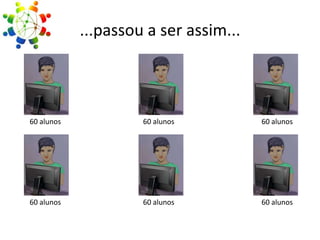...passou a ser assim...

60 alunos

60 alunos

60 alunos

60 alunos

60 alunos

60 alunos

 
