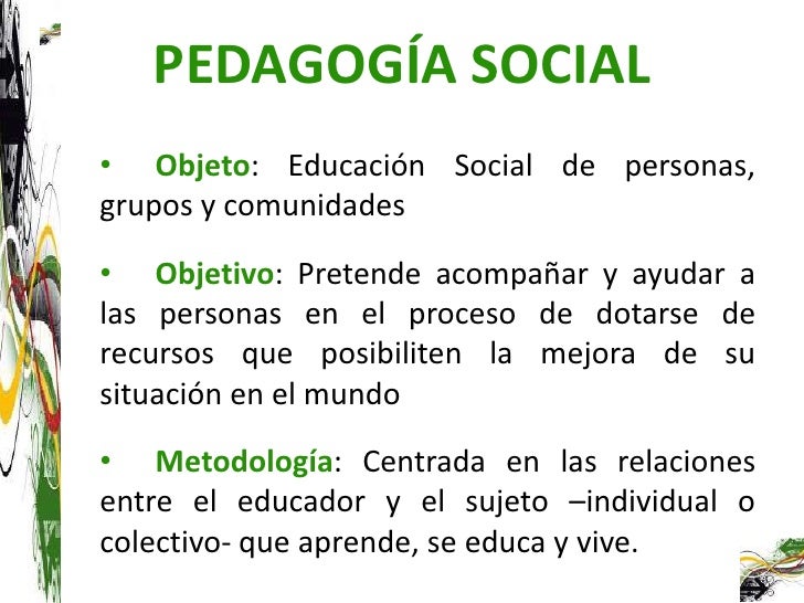 Pedagogía social