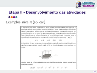 14
Exemplos: nível 3 (aplicar)
Etapa II - Desenvolvimento das atividades
 