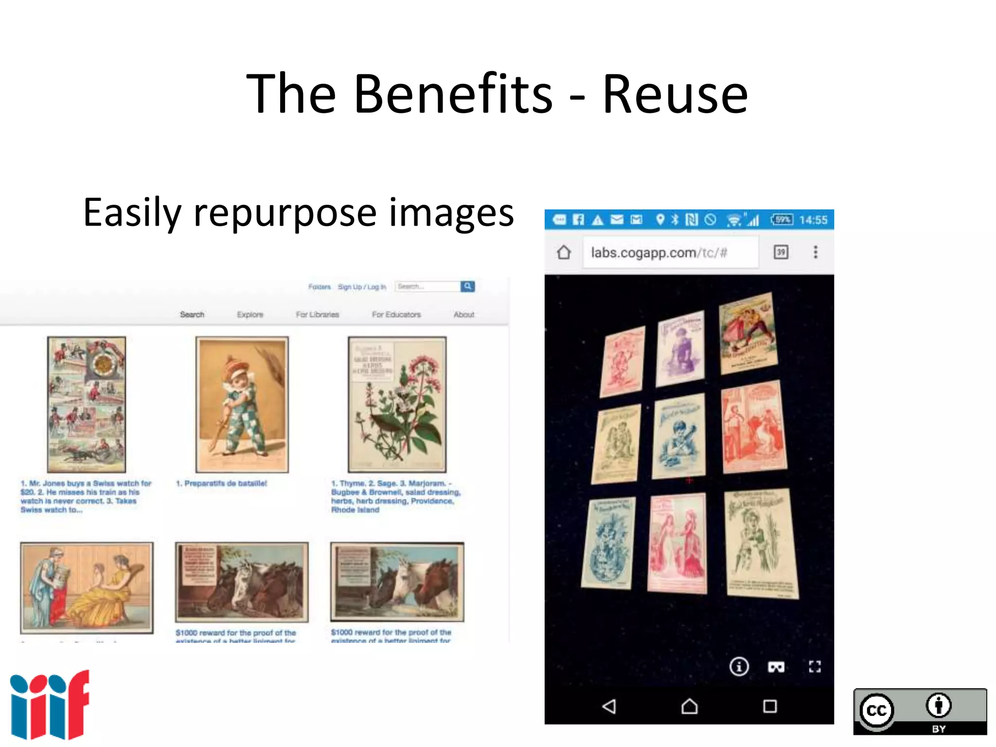 The Benefits - Reuse
Easily repurpose images
 