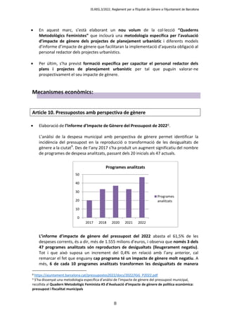 IS.REG.3/2022. Reglament per a l’Equitat de Gènere a l’Ajuntament de Barcelona
8
 En aquest marc, s’està elaborant un nou...