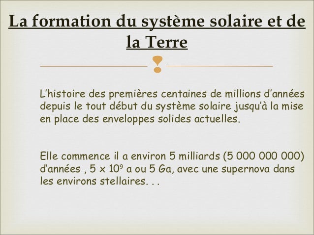 Iii La Formation Du Système Solaire