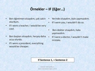 Örnekler – IF (Eğer…)
If Sentence 1, + Sentence 2
HAKAN TOPUZOĞLU -
www.hakantopuzoglu.com.tr
 
