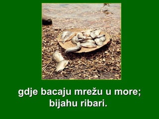 gdje bacaju mrežu u more;
bijahu ribari.

 