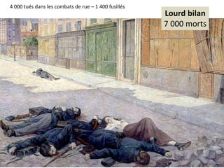 4 000 tués dans les combats de rue – 1 400 fusillés
Lourd bilan
7 000 morts
 
