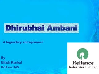 A legendary entrepreneur



By
Nitish Kankal
Roll no:145
 