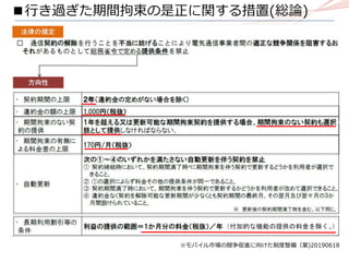 ※モバイル市場の競争促進に向けた制度整備（案)20190618
■行き過ぎた期間拘束の是正に関する措置(総論)
 
